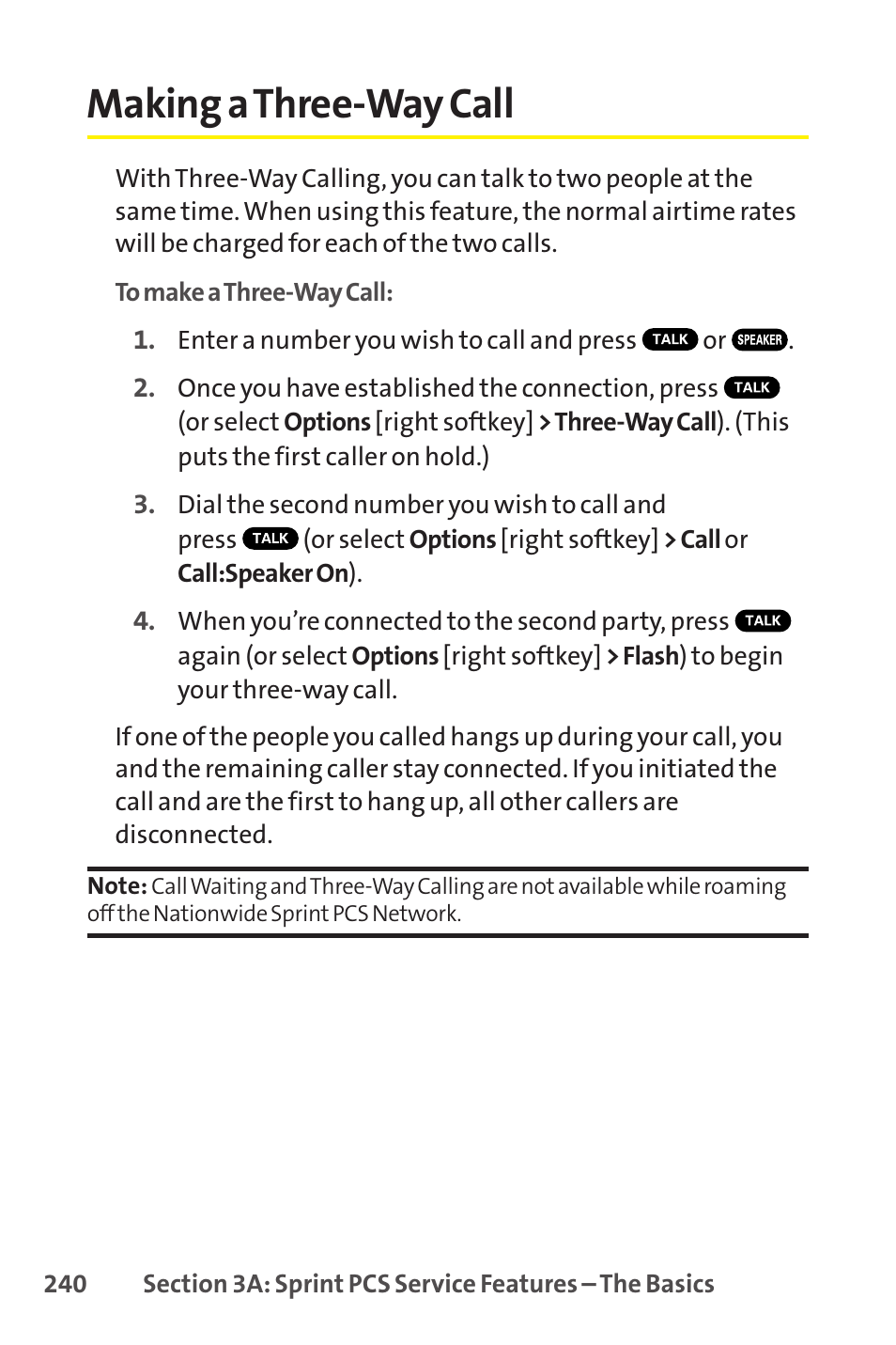 Making a three-way call | Sprint Nextel SCP-8400 User Manual | Page 256 / 282