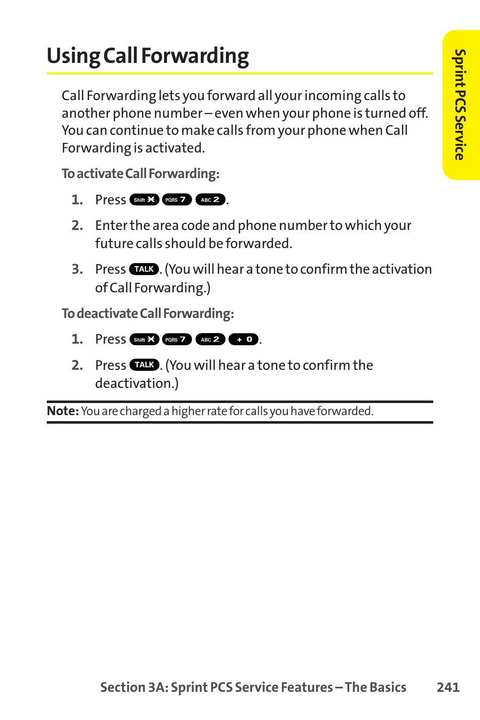 Using call forwarding, Sprin t pcs ser vice | Sprint Nextel SCP-8400 User Manual | Page 257 / 282