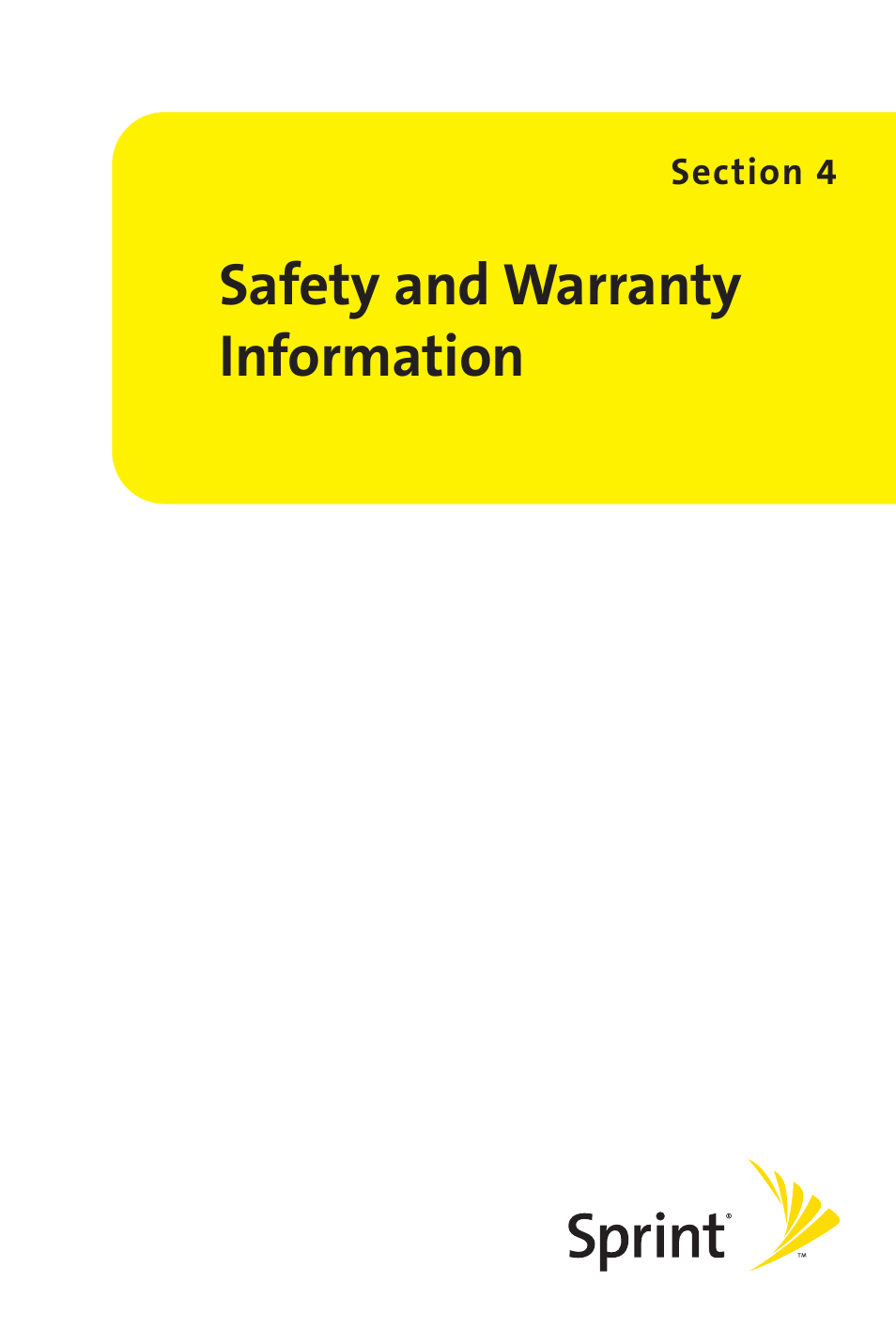 Section 4:safety and warranty information, Section 4: safety and warranty information, Safety and warranty information | Sprint Nextel SCP-8400 User Manual | Page 263 / 282