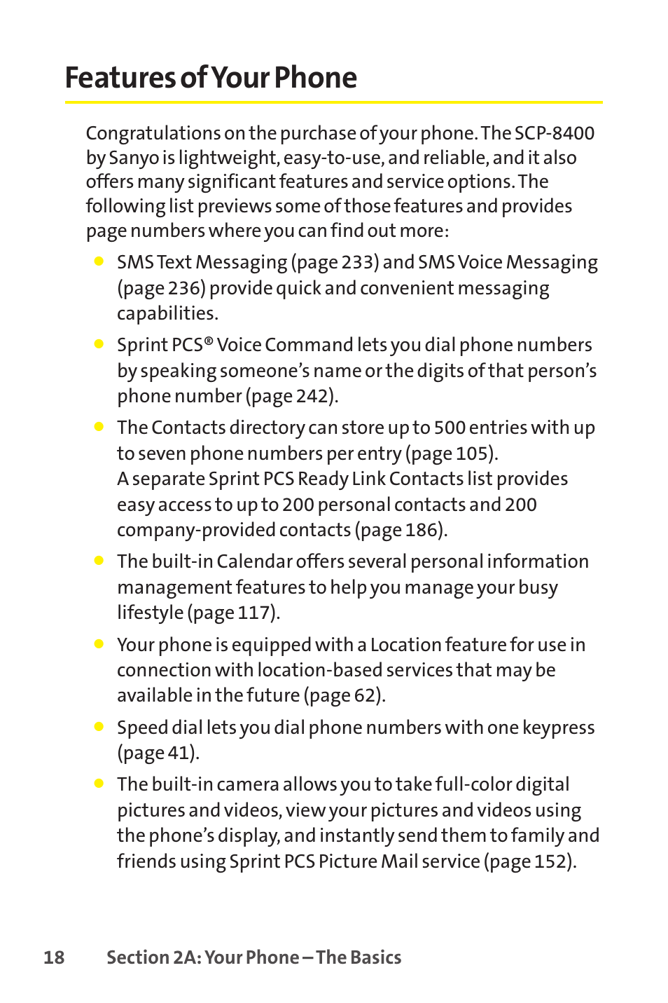 Features of your phone | Sprint Nextel SCP-8400 User Manual | Page 34 / 282