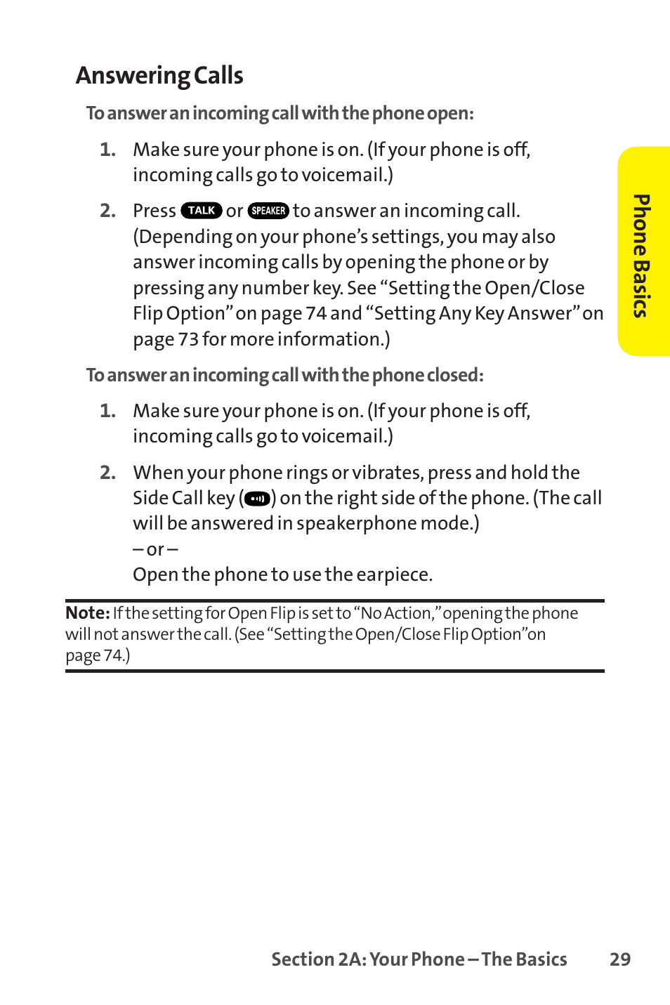 Answering calls, Phone basics | Sprint Nextel SCP-8400 User Manual | Page 45 / 282