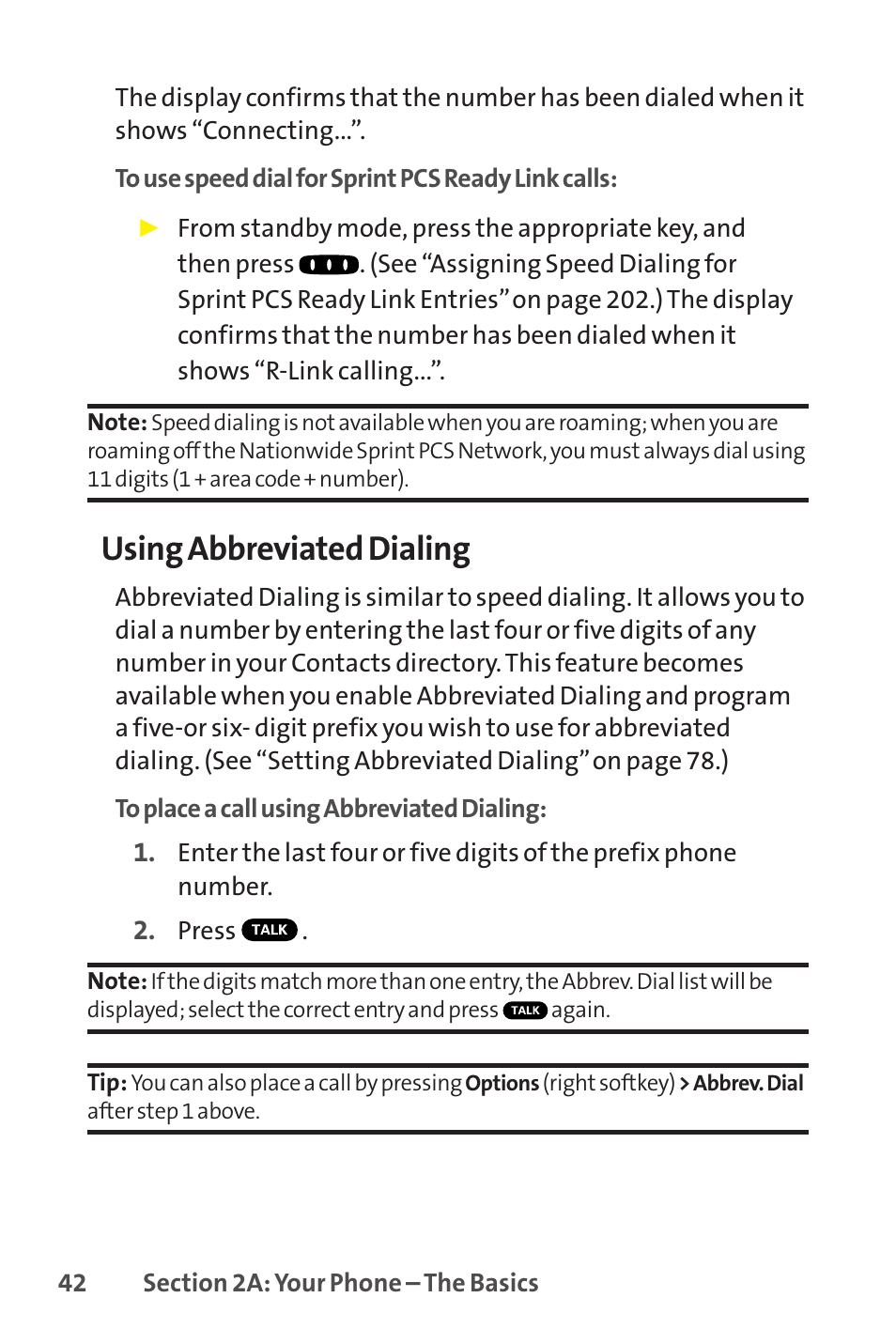 Using abbreviated dialing | Sprint Nextel SCP-8400 User Manual | Page 58 / 282