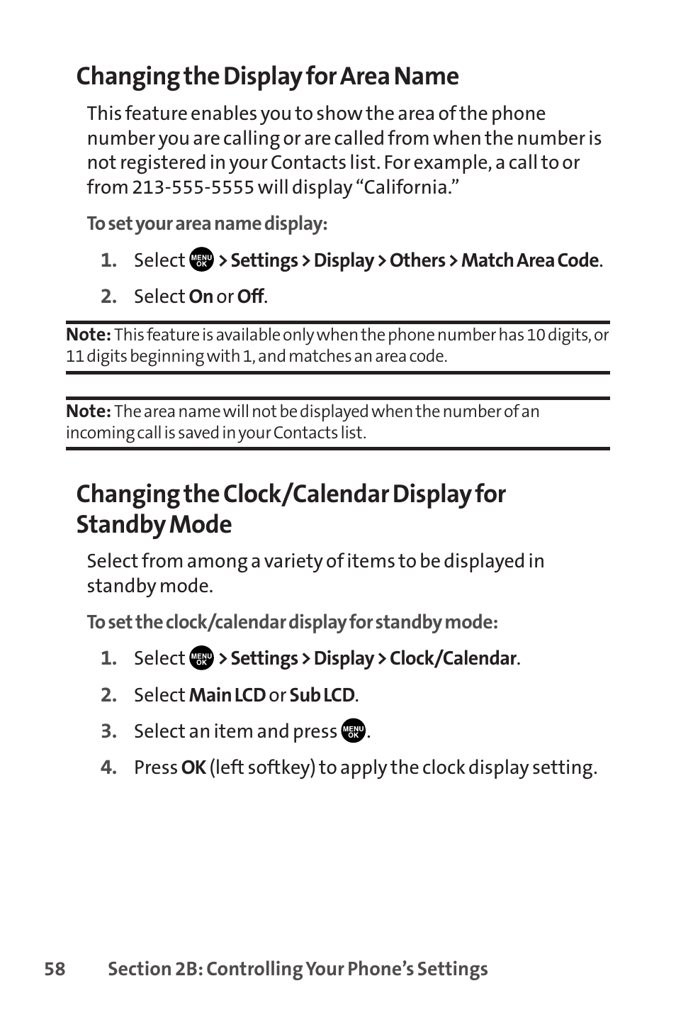 Changing the display for area name | Sprint Nextel SCP-8400 User Manual | Page 74 / 282