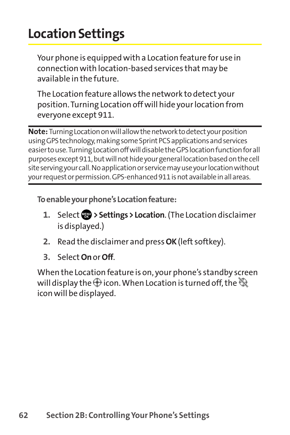 Location settings | Sprint Nextel SCP-8400 User Manual | Page 78 / 282