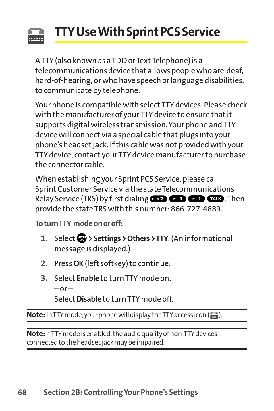 Tty use with sprint pcs service | Sprint Nextel SCP-8400 User Manual | Page 84 / 282