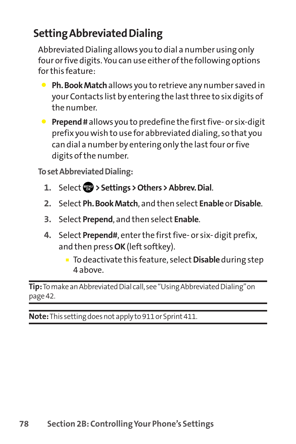 Setting abbreviated dialing | Sprint Nextel SCP-8400 User Manual | Page 94 / 282