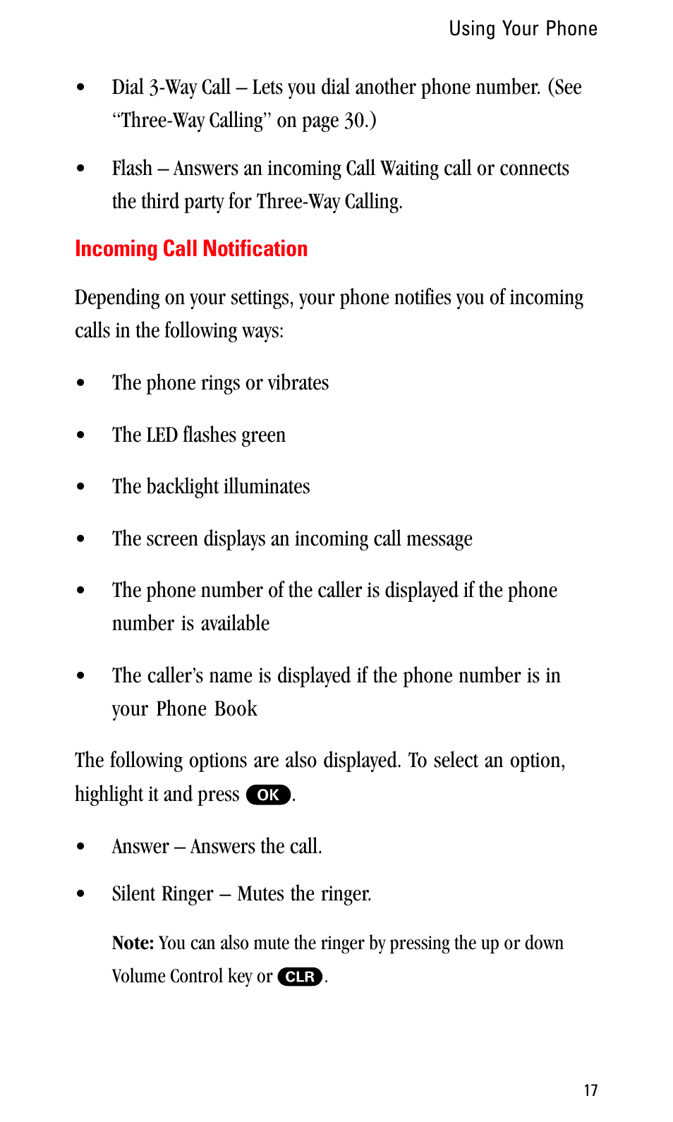 Incoming call notification | Sprint Nextel LA990009-0462 User Manual | Page 29 / 108