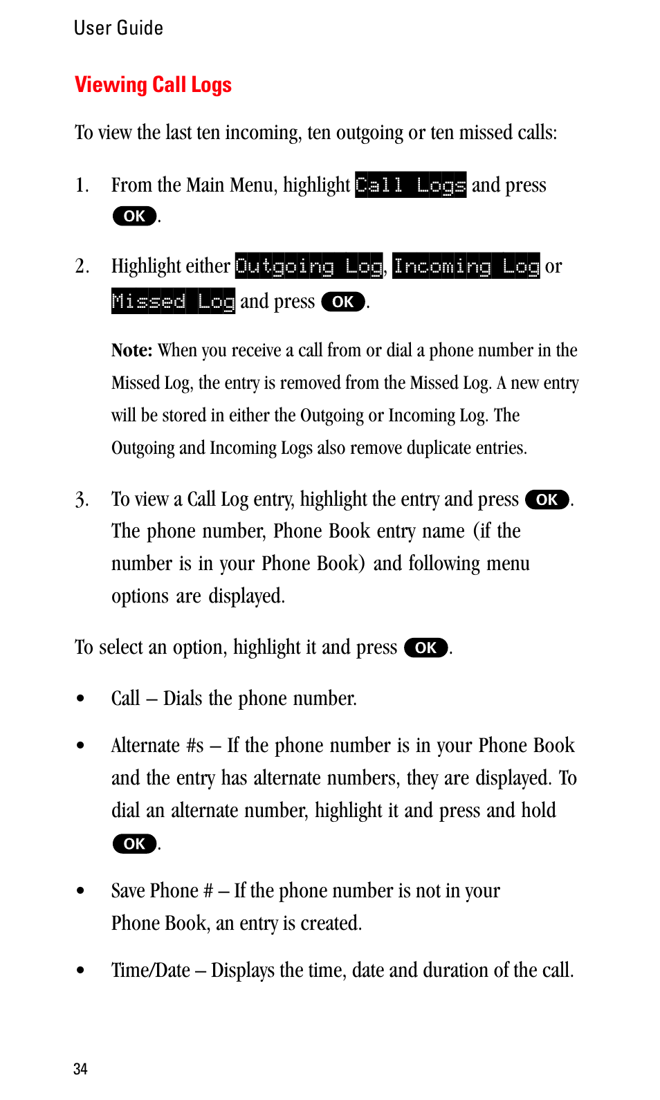 Viewing call logs | Sprint Nextel LA990009-0462 User Manual | Page 46 / 108