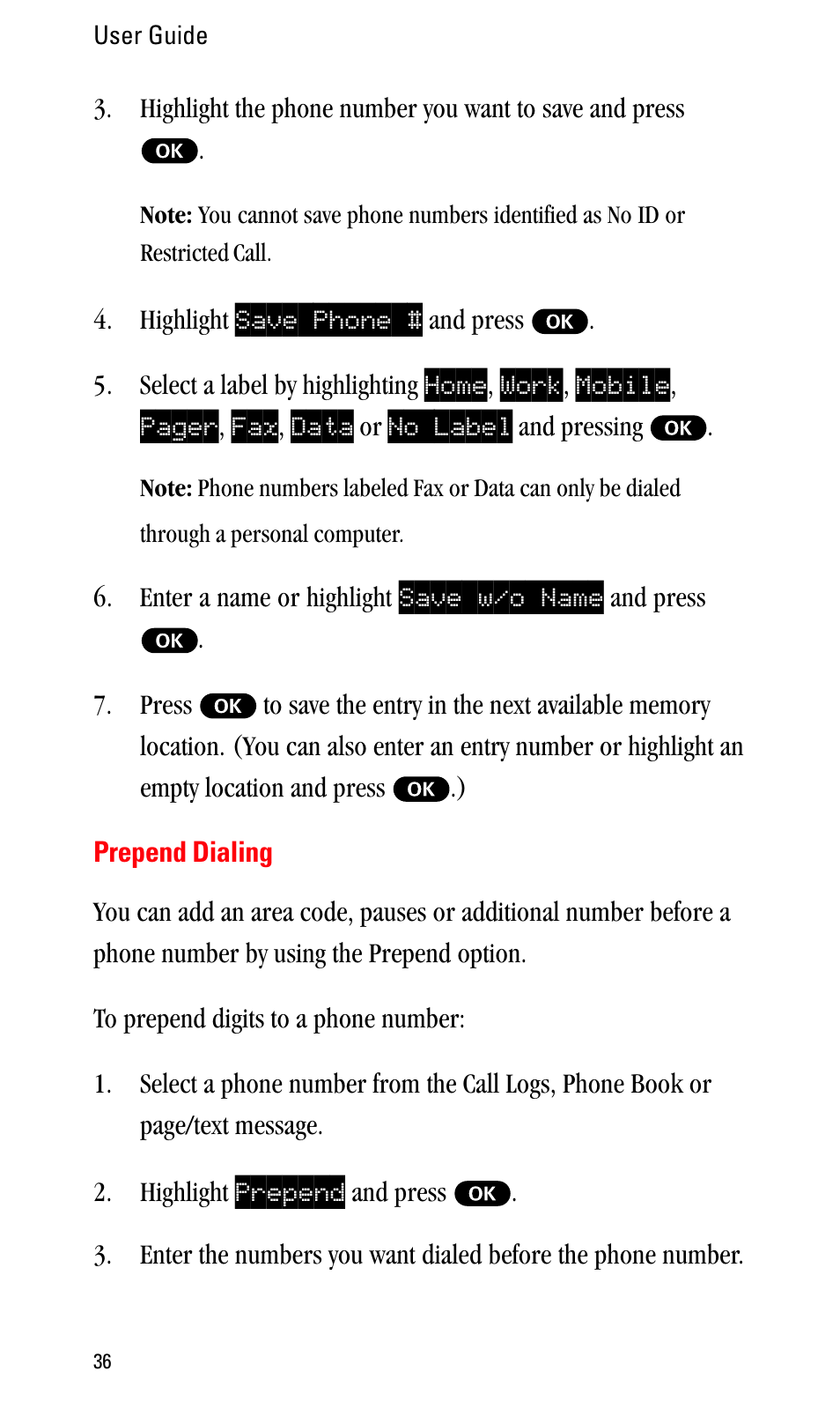 Prepend dialing | Sprint Nextel LA990009-0462 User Manual | Page 48 / 108