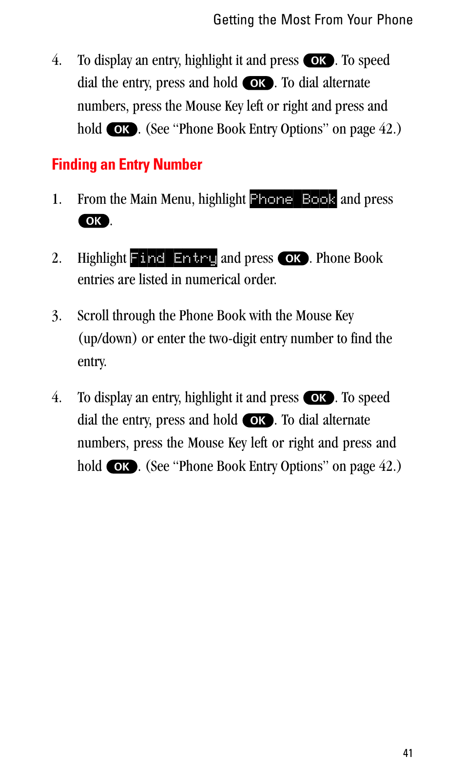 Finding an entry number | Sprint Nextel LA990009-0462 User Manual | Page 53 / 108