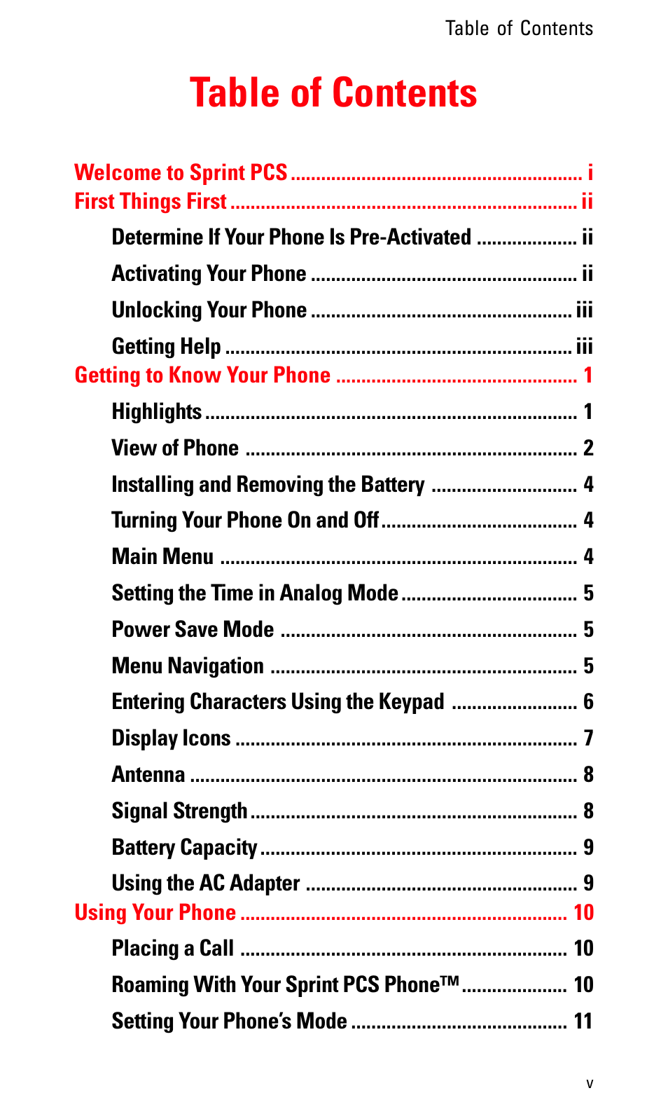 Sprint Nextel LA990009-0462 User Manual | Page 6 / 108