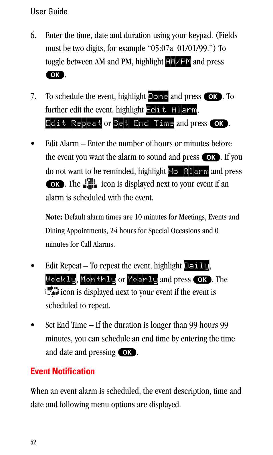 Event notification | Sprint Nextel LA990009-0462 User Manual | Page 64 / 108