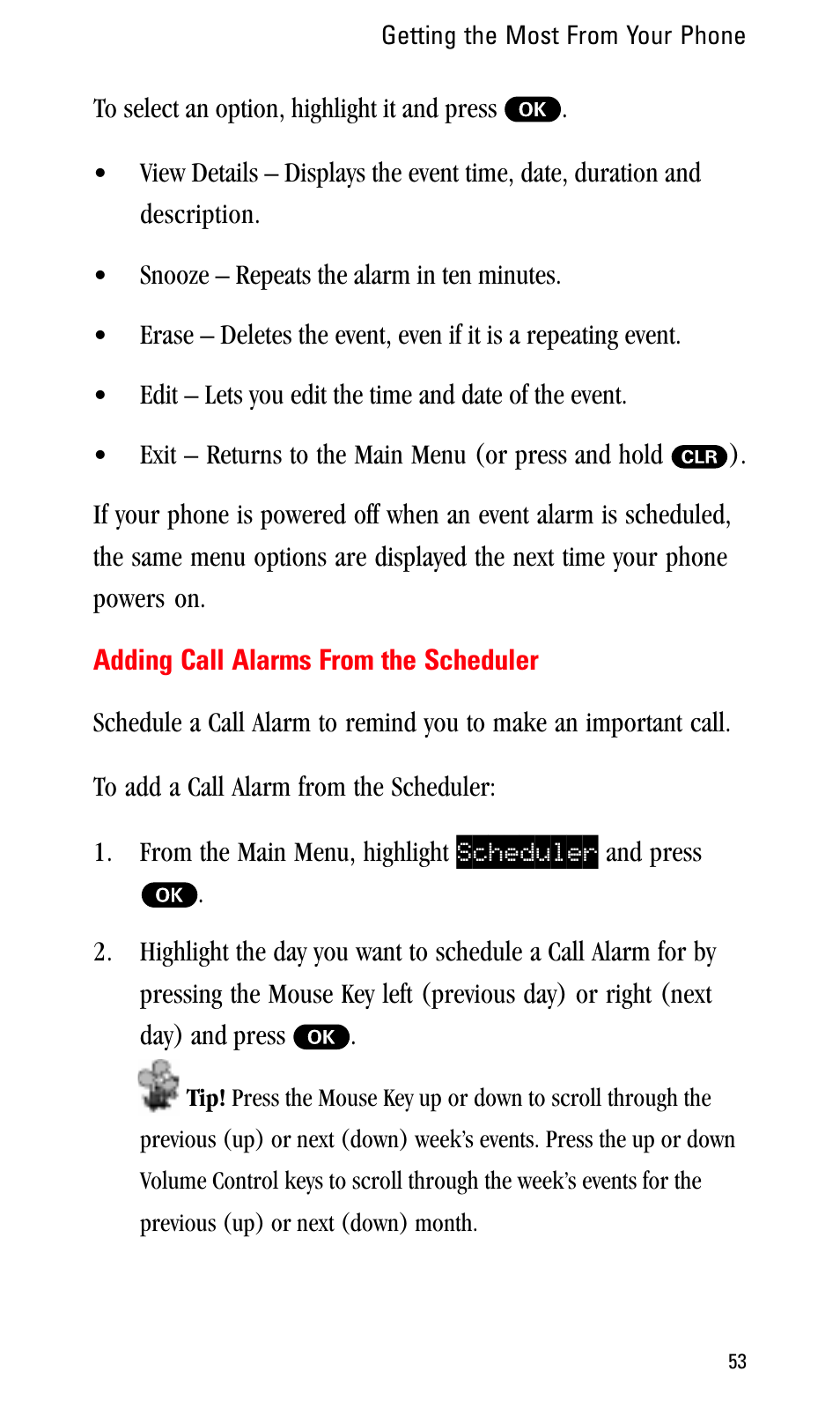 Adding call alarms from the scheduler | Sprint Nextel LA990009-0462 User Manual | Page 65 / 108