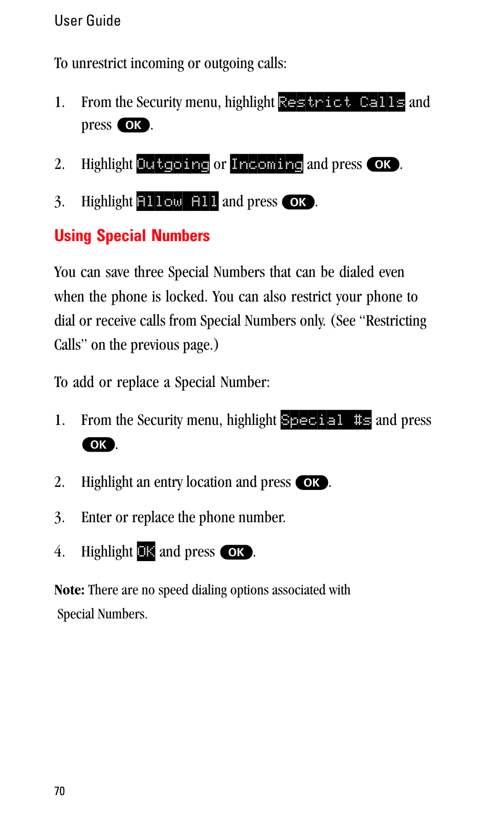 Using special numbers | Sprint Nextel LA990009-0462 User Manual | Page 82 / 108