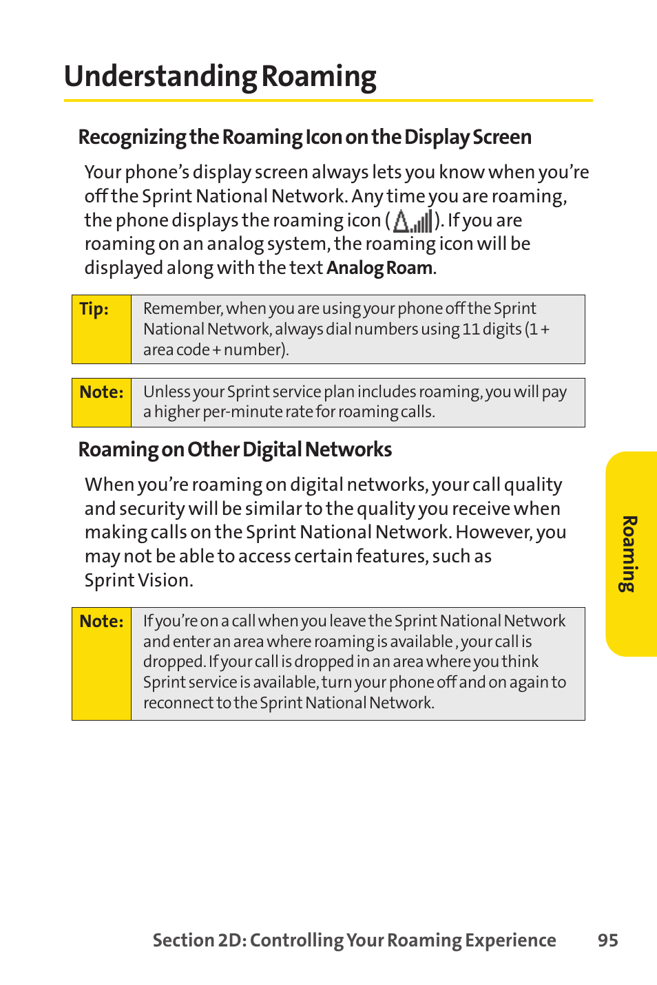 Understanding roaming | Sprint Nextel SANYO SCP-3200 User Manual | Page 111 / 281