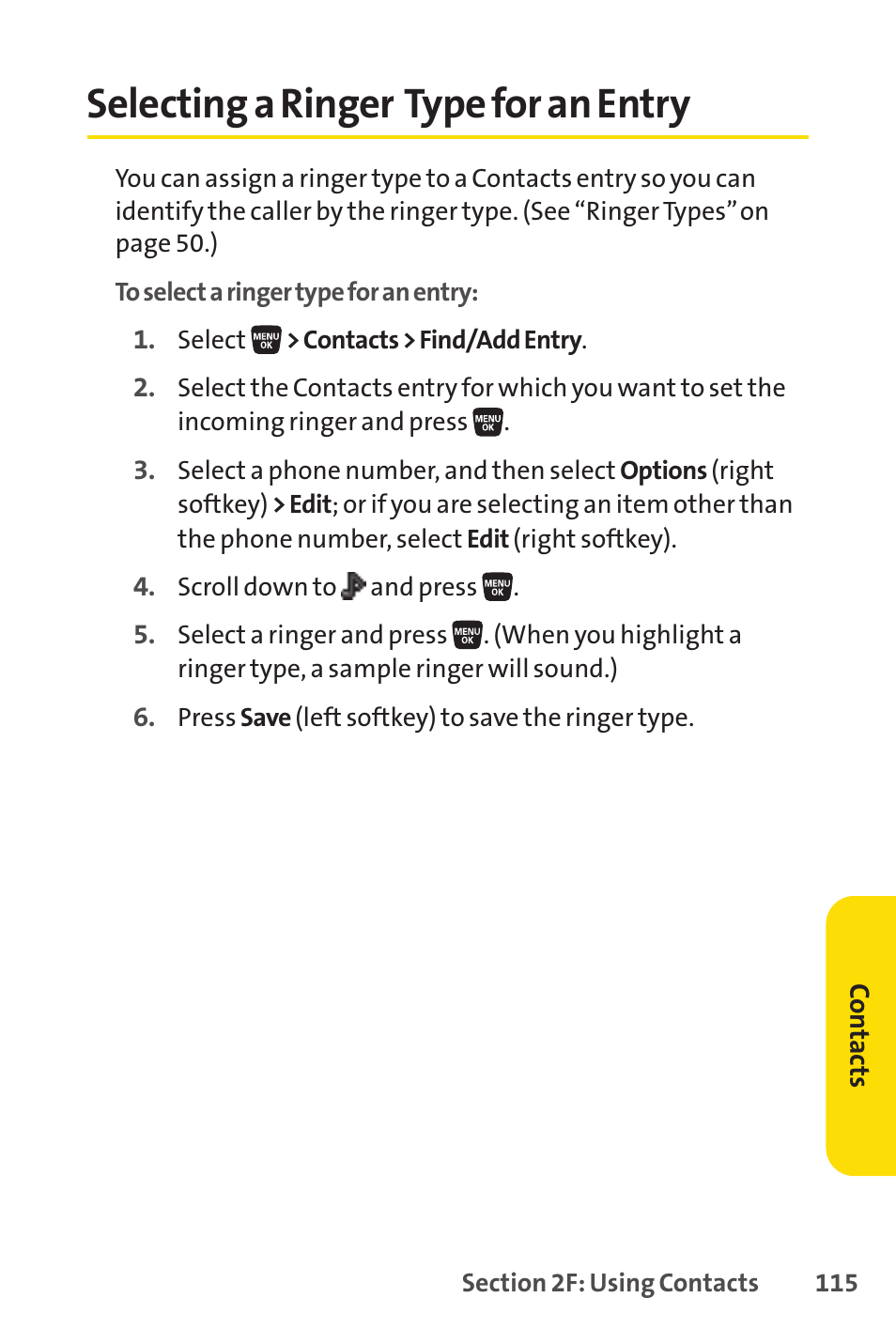 Selecting a ringer type for an entry | Sprint Nextel SANYO SCP-3200 User Manual | Page 131 / 281