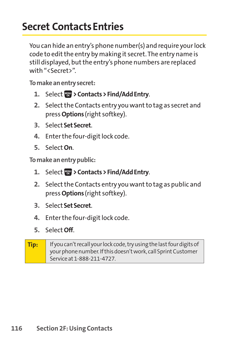 Secret contacts entries | Sprint Nextel SANYO SCP-3200 User Manual | Page 132 / 281