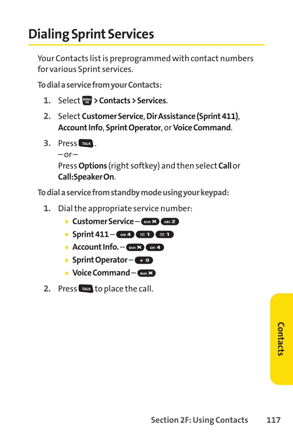 Dialing sprint services | Sprint Nextel SANYO SCP-3200 User Manual | Page 133 / 281