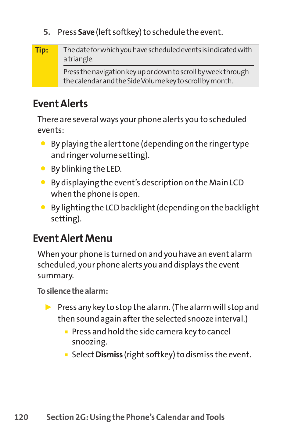 Event alerts, Event alert menu | Sprint Nextel SANYO SCP-3200 User Manual | Page 136 / 281