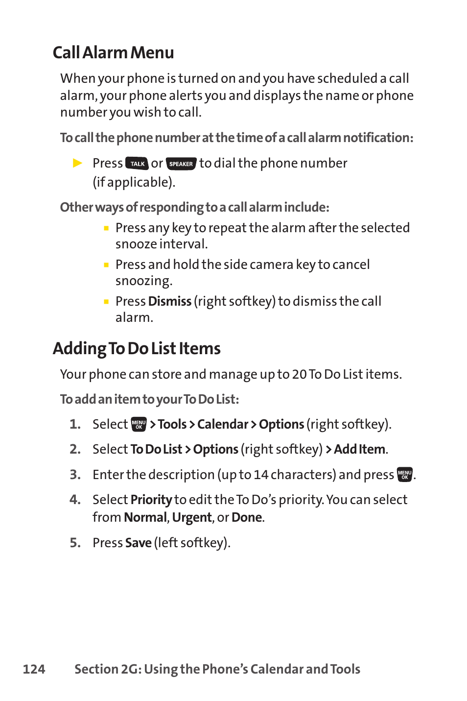 Call alarm menu, Adding to do list items | Sprint Nextel SANYO SCP-3200 User Manual | Page 140 / 281