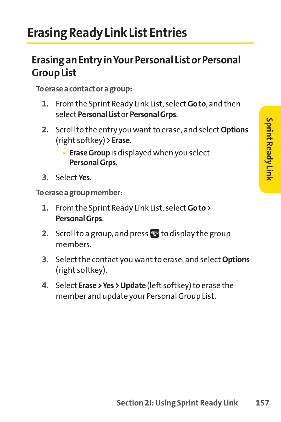 Erasing ready link list entries | Sprint Nextel SANYO SCP-3200 User Manual | Page 173 / 281