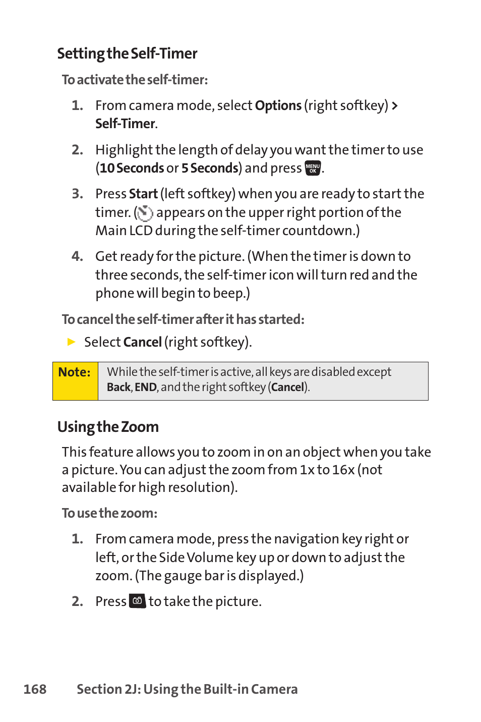 Setting the self-timer, Using the zoom | Sprint Nextel SANYO SCP-3200 User Manual | Page 184 / 281