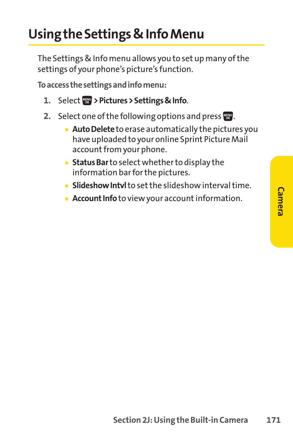 Using the settings & info menu | Sprint Nextel SANYO SCP-3200 User Manual | Page 187 / 281