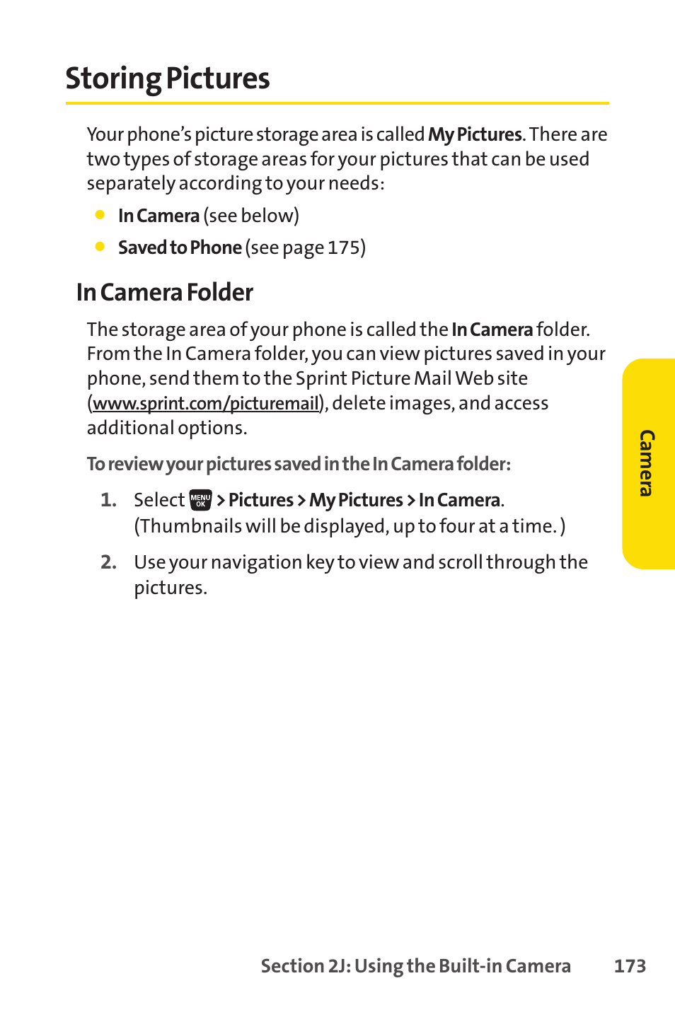 Storing pictures | Sprint Nextel SANYO SCP-3200 User Manual | Page 189 / 281