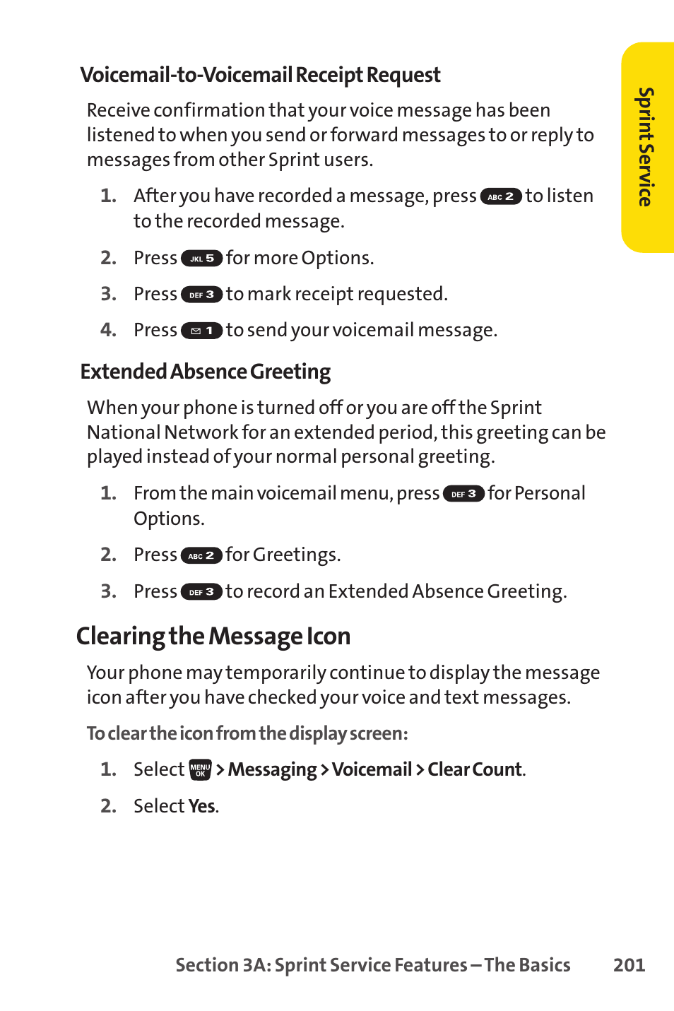 Clearing the message icon | Sprint Nextel SANYO SCP-3200 User Manual | Page 217 / 281