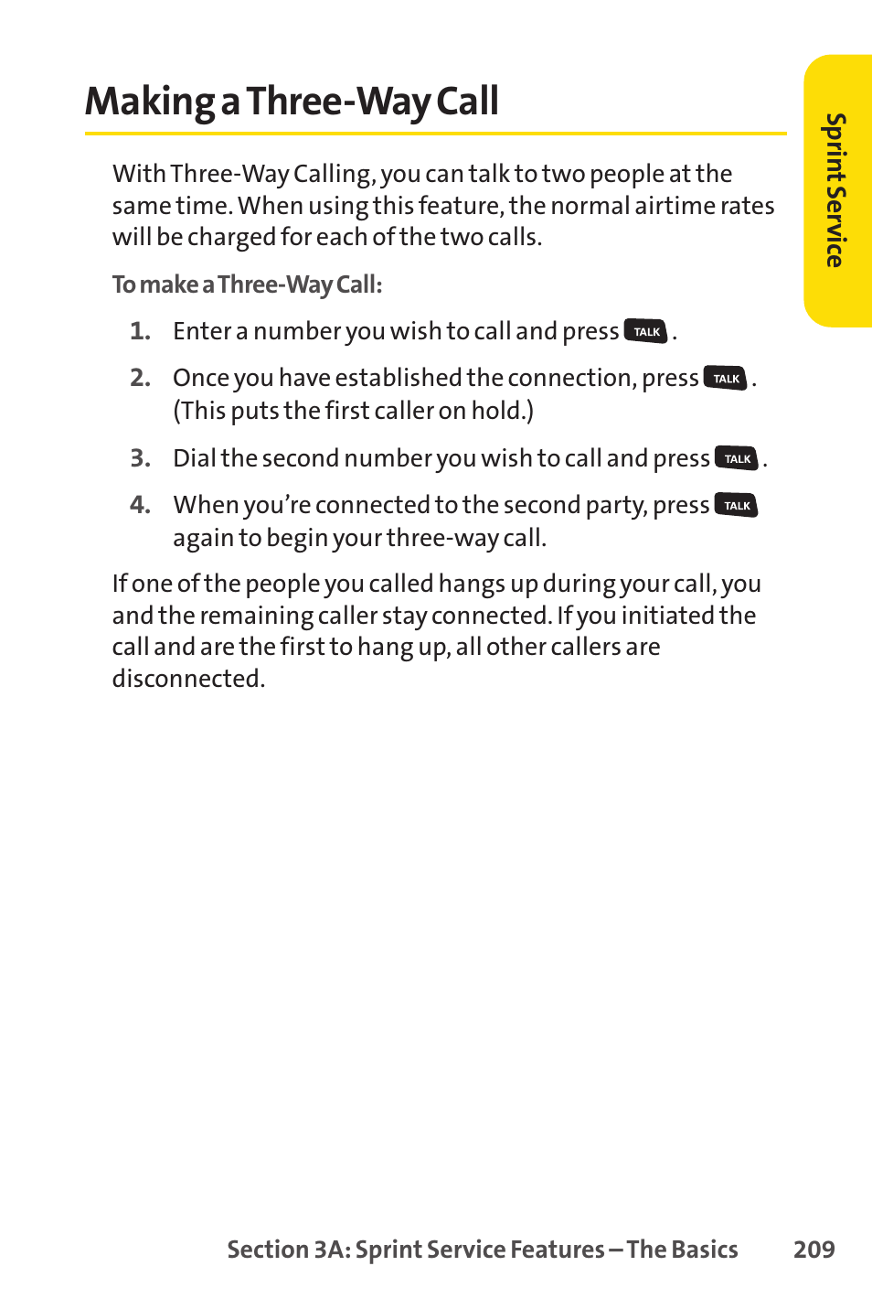 Making a three-way call | Sprint Nextel SANYO SCP-3200 User Manual | Page 225 / 281