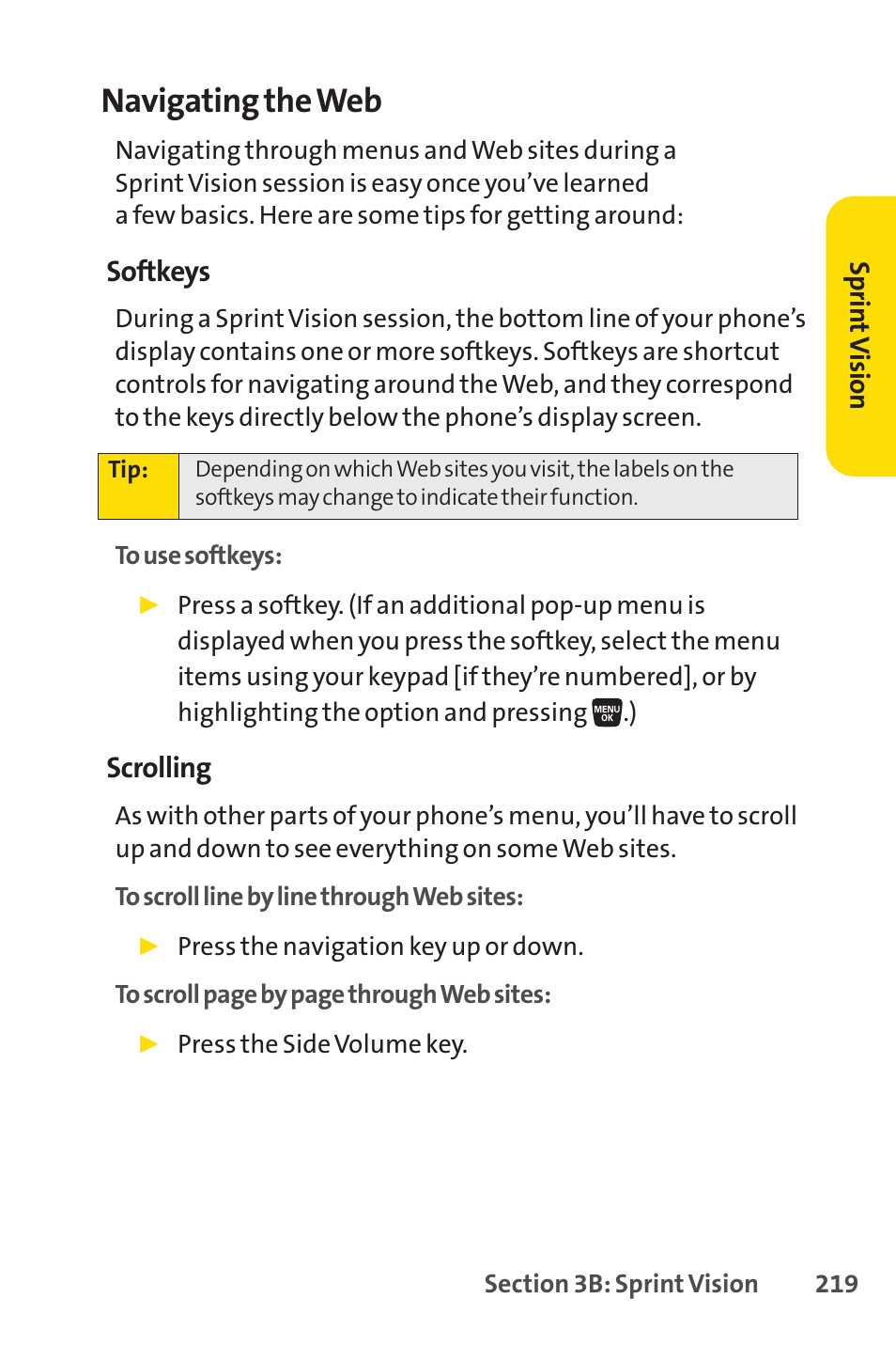 Navigating the web | Sprint Nextel SANYO SCP-3200 User Manual | Page 235 / 281