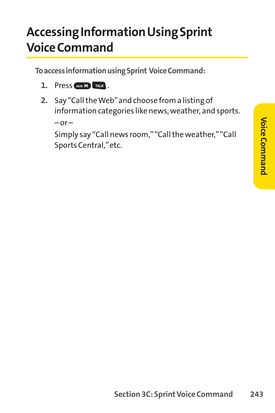 Accessing information using sprint voice command | Sprint Nextel SANYO SCP-3200 User Manual | Page 259 / 281