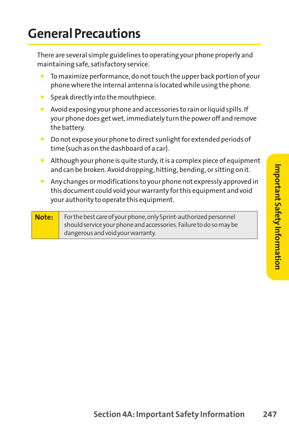 General precautions | Sprint Nextel SANYO SCP-3200 User Manual | Page 263 / 281