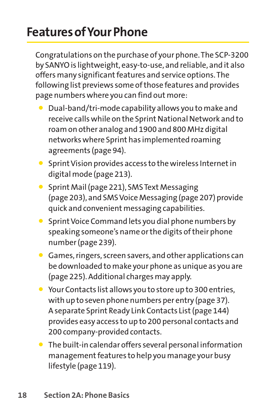 Features of your phone | Sprint Nextel SANYO SCP-3200 User Manual | Page 34 / 281