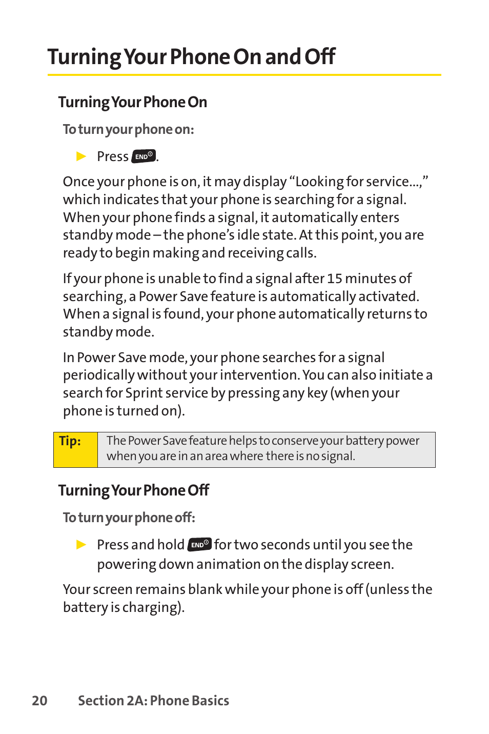 Turning your phone on and off | Sprint Nextel SANYO SCP-3200 User Manual | Page 36 / 281