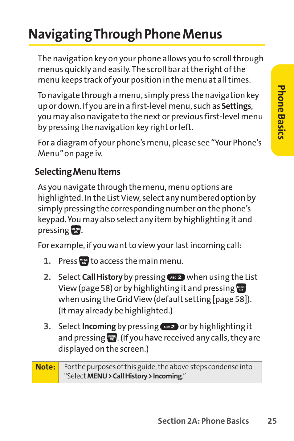 Navigating through phone menus, Ph on e b as ics | Sprint Nextel SANYO SCP-3200 User Manual | Page 41 / 281