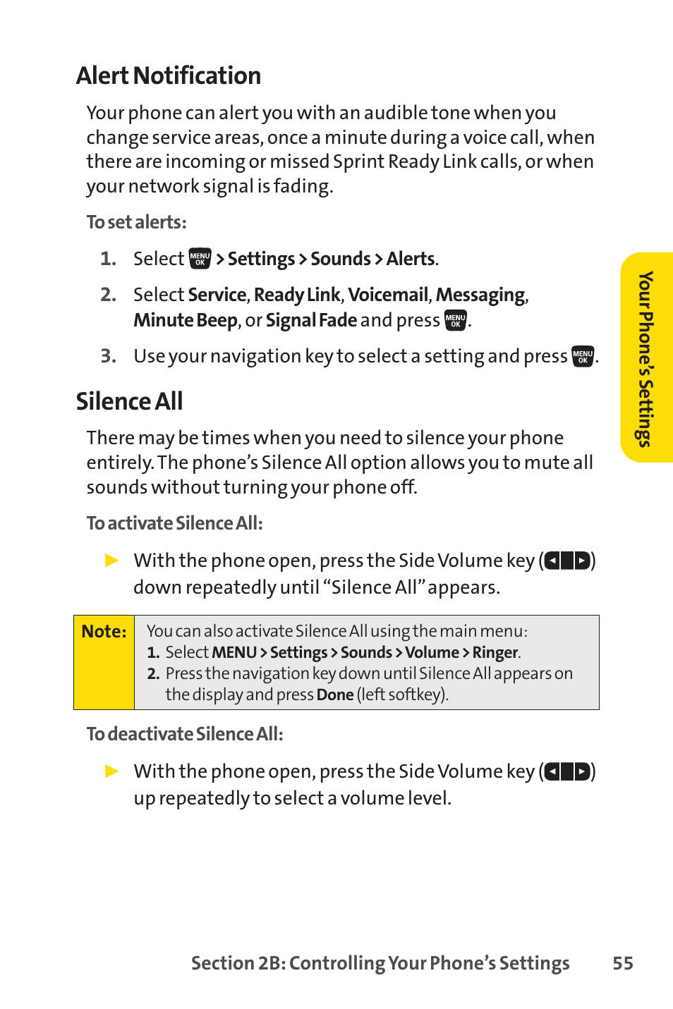 Alert notification, Silence all | Sprint Nextel SANYO SCP-3200 User Manual | Page 71 / 281