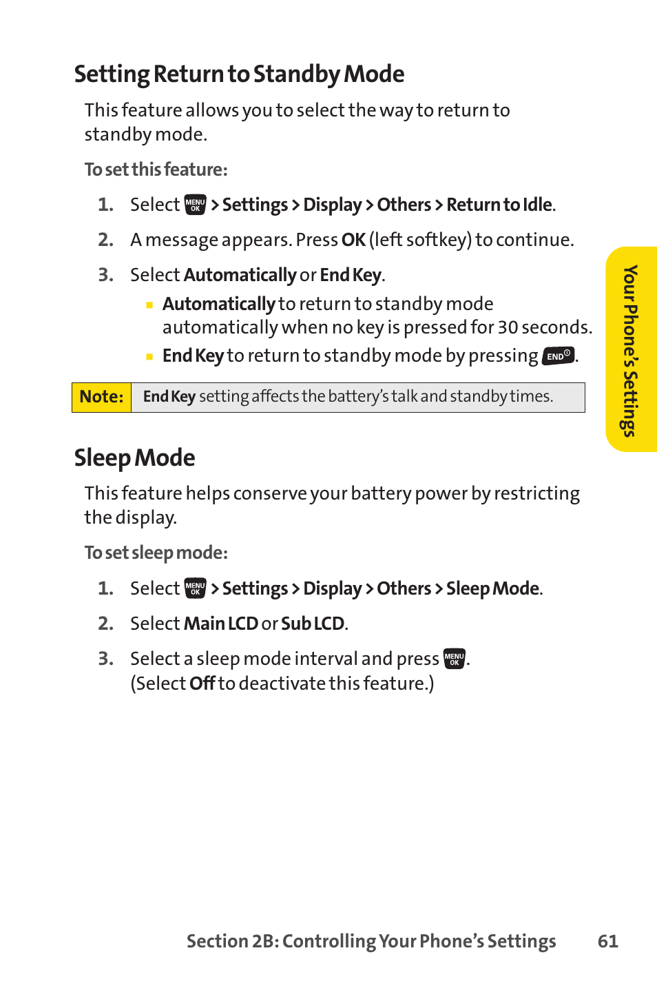 Setting return to standby mode, Sleep mode | Sprint Nextel SANYO SCP-3200 User Manual | Page 77 / 281