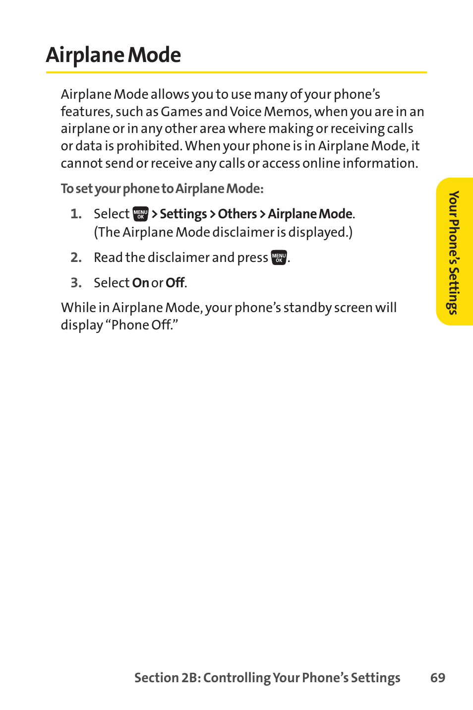 Airplane mode | Sprint Nextel SANYO SCP-3200 User Manual | Page 85 / 281