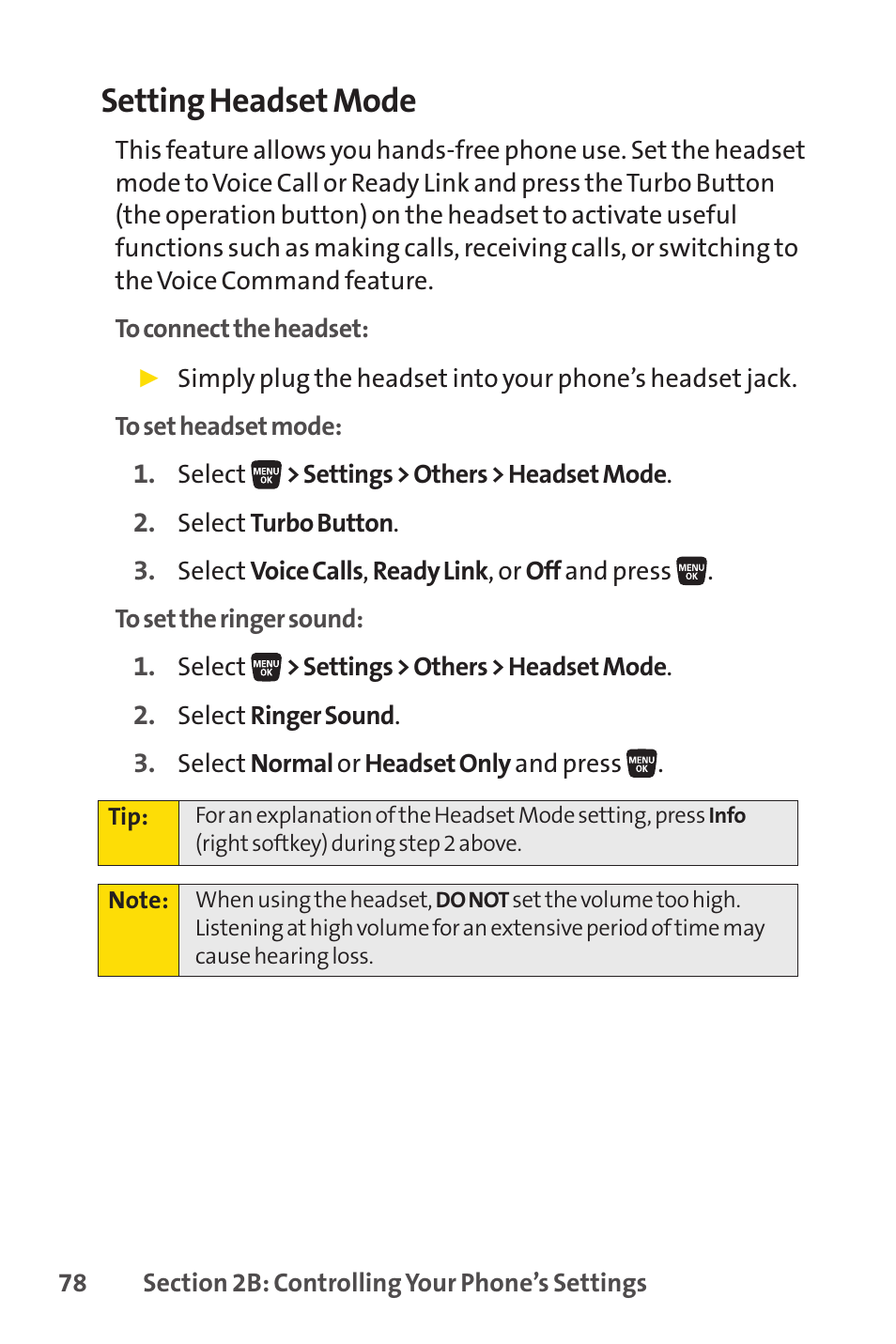 Setting headset mode | Sprint Nextel SANYO SCP-3200 User Manual | Page 94 / 281