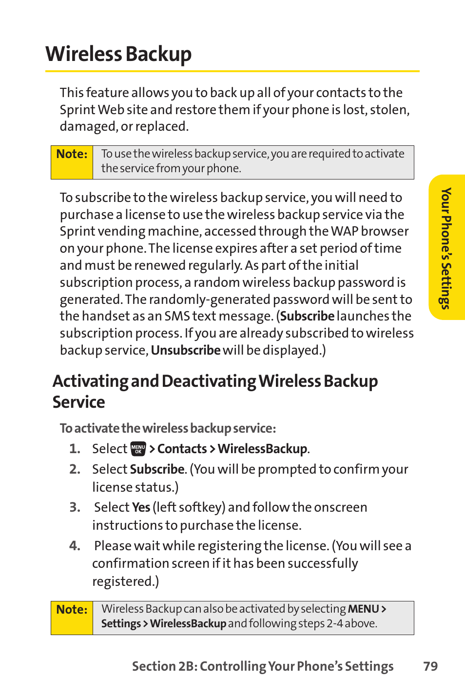 Wireless backup | Sprint Nextel SANYO SCP-3200 User Manual | Page 95 / 281