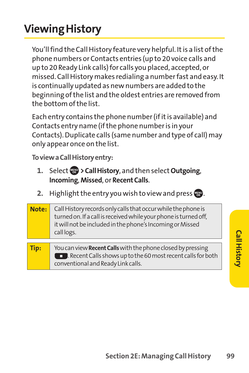 Viewing history | Sprint Nextel SCP-7050 User Manual | Page 115 / 267