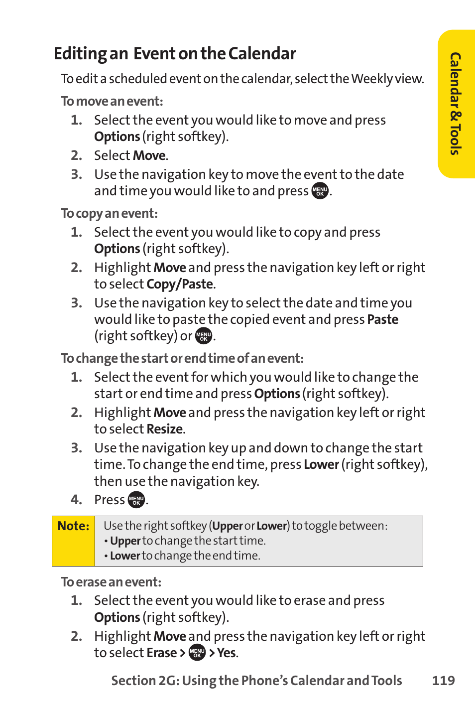 Editing an event on the calendar | Sprint Nextel SCP-7050 User Manual | Page 135 / 267