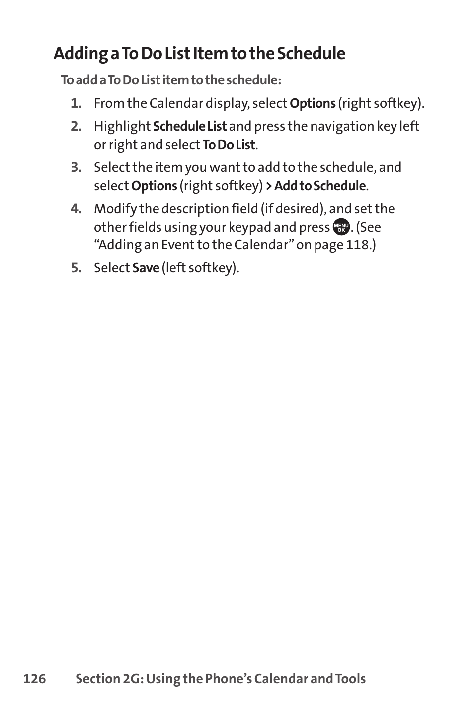 Adding a to do list item to the schedule | Sprint Nextel SCP-7050 User Manual | Page 142 / 267