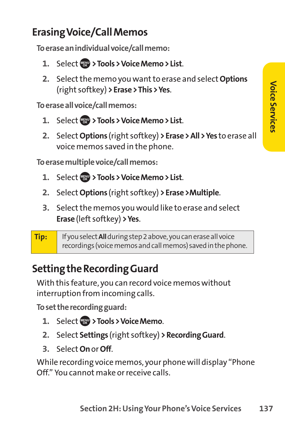 Setting the recording guard | Sprint Nextel SCP-7050 User Manual | Page 153 / 267
