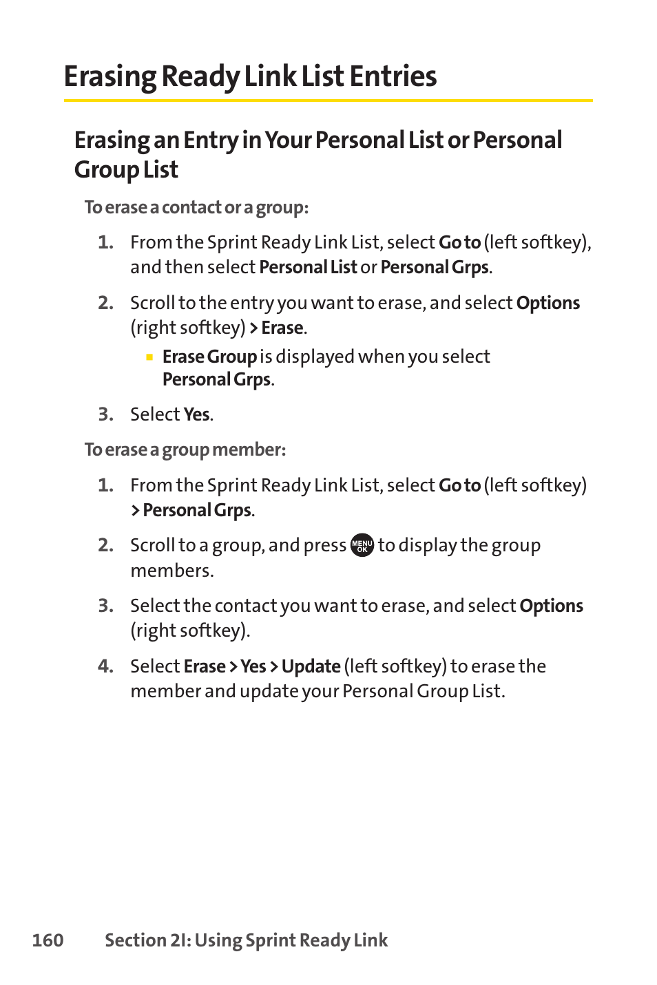 Erasing ready link list entries | Sprint Nextel SCP-7050 User Manual | Page 176 / 267