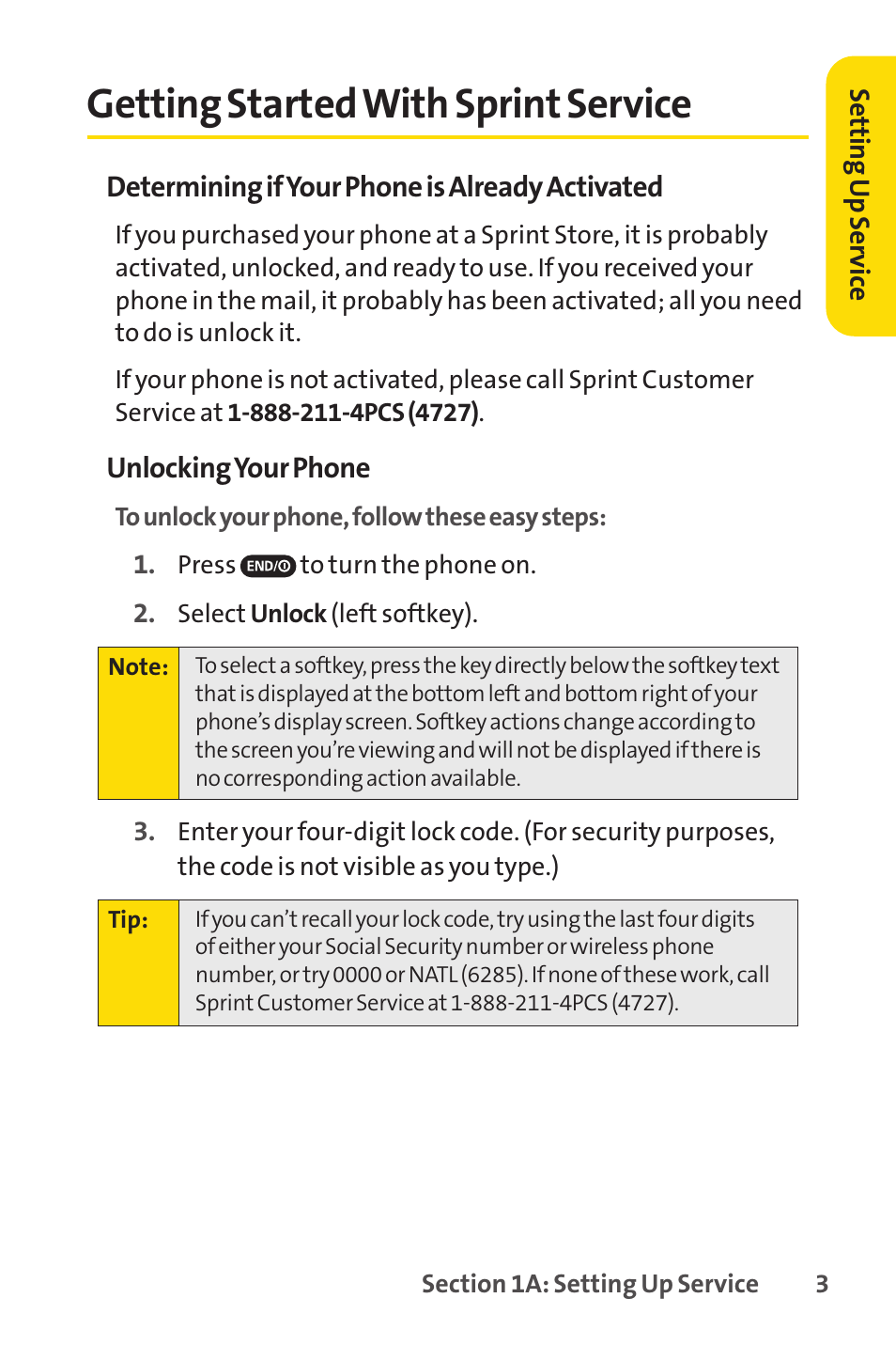 Getting started with sprint service | Sprint Nextel SCP-7050 User Manual | Page 19 / 267