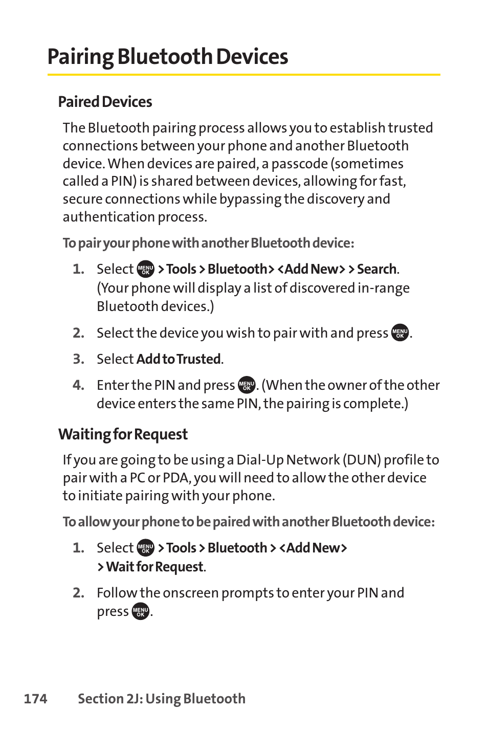 Pairing bluetooth devices | Sprint Nextel SCP-7050 User Manual | Page 190 / 267