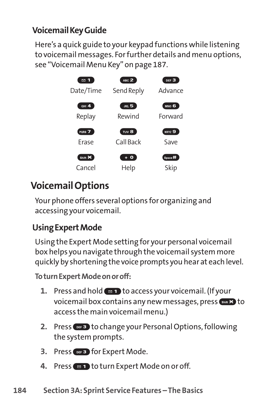 Voicemail options | Sprint Nextel SCP-7050 User Manual | Page 200 / 267