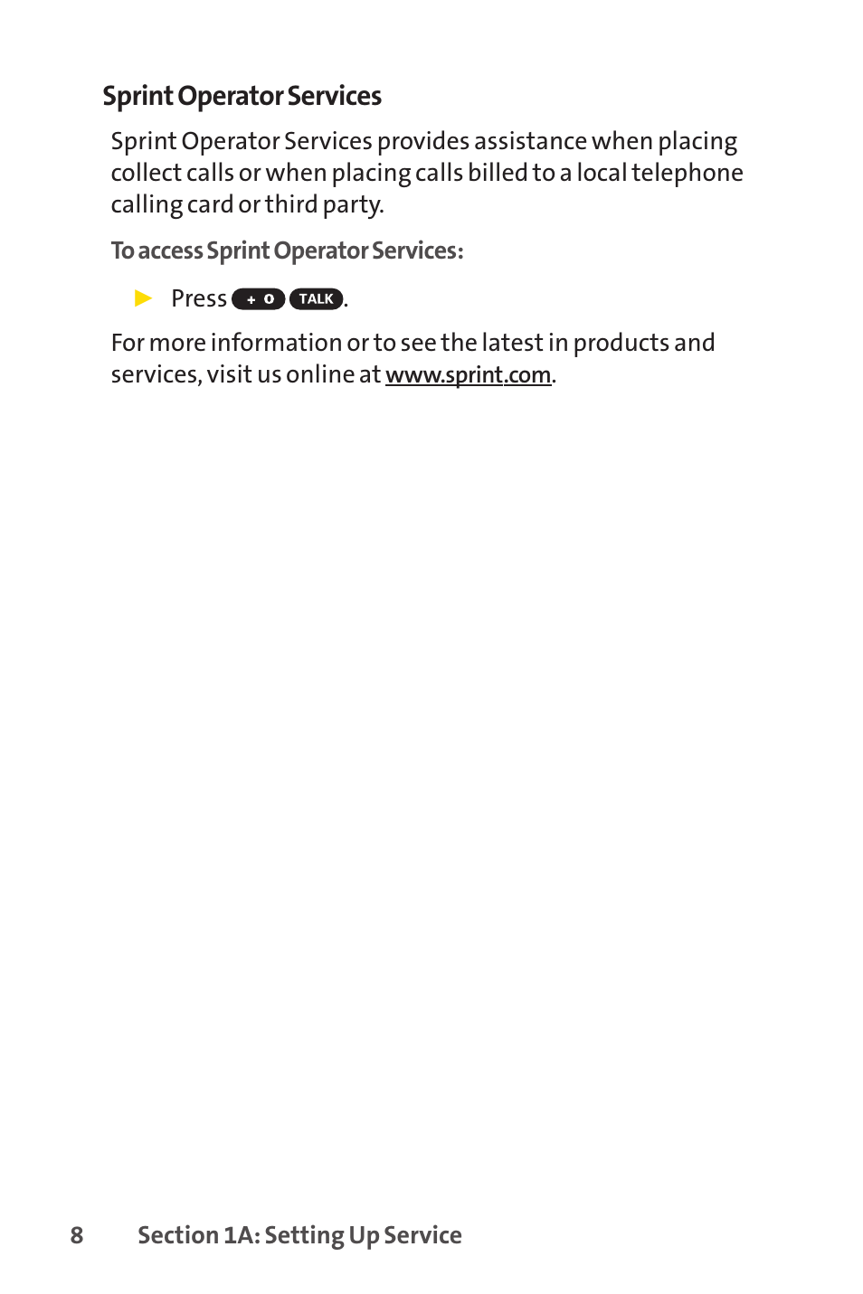 Sprint operator services | Sprint Nextel SCP-7050 User Manual | Page 24 / 267